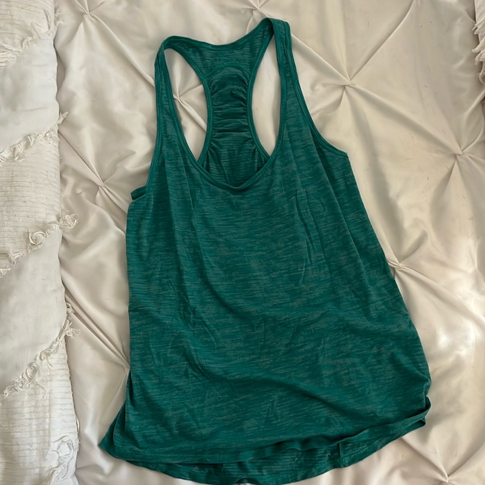 Lululemon Waist Length Racerback Tank Heathered Green Size Snall
